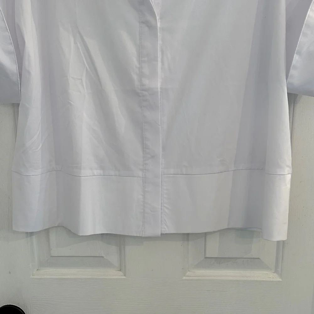 Elegant White Women's Button Down Shirt - Picture 4 of 7
